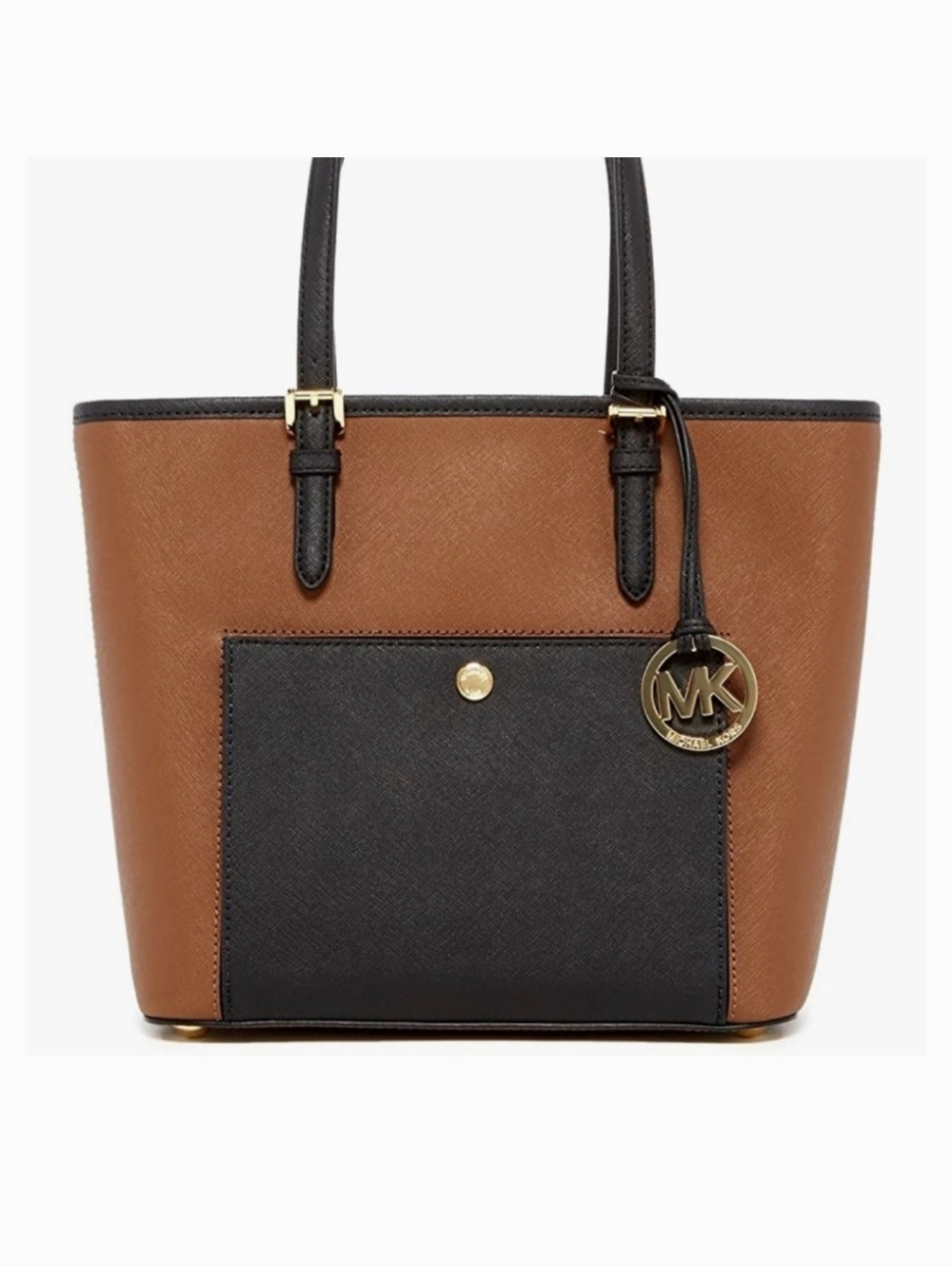 Michael Kors Jet Set Medium Tote in Camel And Black
